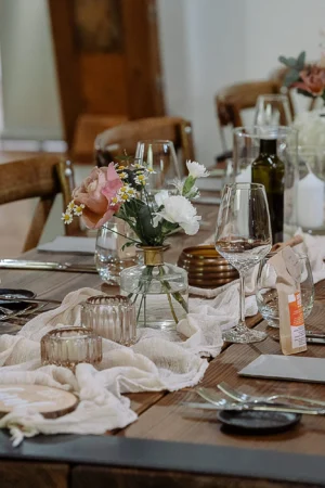 Käseleinen Tischläufer Charlene Beige