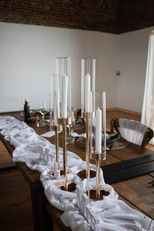 Kerzenhalter mit Glasaufsatz gold