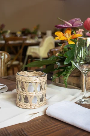 Windlicht Bali mit Seegras